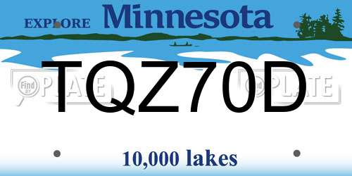 TQZ70D Minnesota License Plate