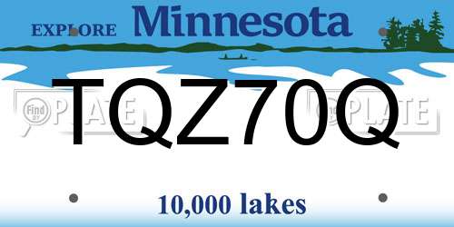 TQZ70Q Minnesota License Plate