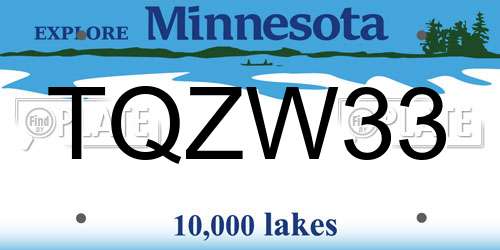 TQZW33 Minnesota License Plate