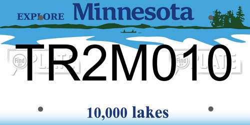 TR2M010 Minnesota License Plate