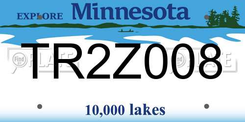 TR2Z008 Minnesota License Plate