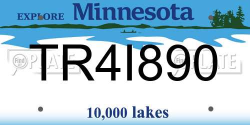 TR4I890 Minnesota License Plate