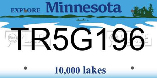 TR5G196 Minnesota License Plate