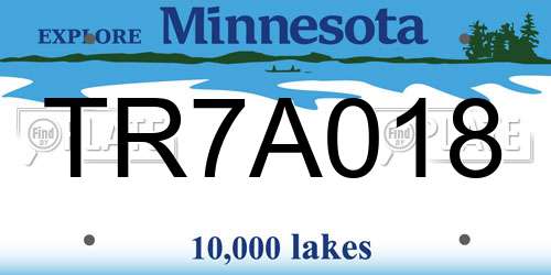TR7A018 Minnesota License Plate