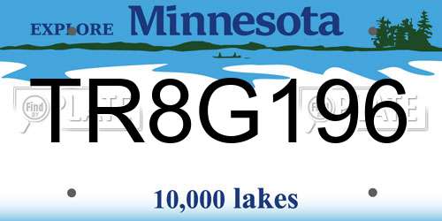 TR8G196 Minnesota License Plate