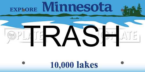 TRASH Minnesota License Plate