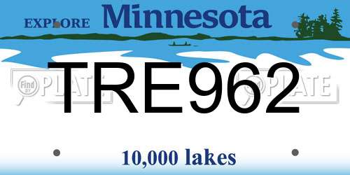 TRE962 Minnesota License Plate