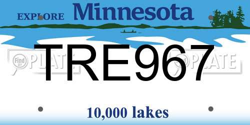 TRE967 Minnesota License Plate