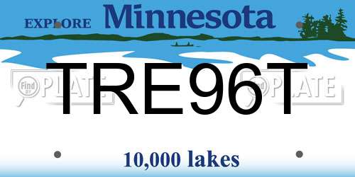 TRE96T Minnesota License Plate