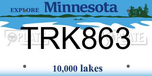 TRK863 Minnesota License Plate