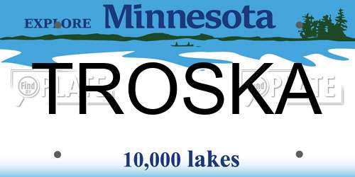 TROSKA Minnesota License Plate