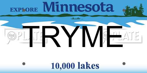 TRYME Minnesota License Plate