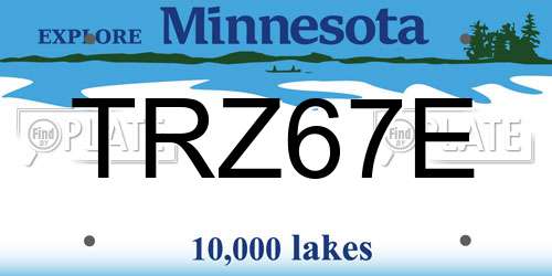 TRZ67E Minnesota License Plate