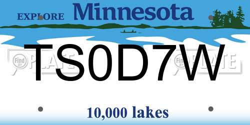 TS0D7W Minnesota License Plate