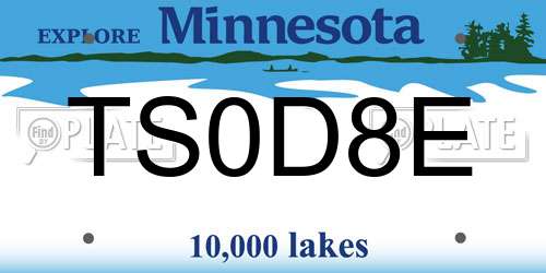 TS0D8E Minnesota License Plate