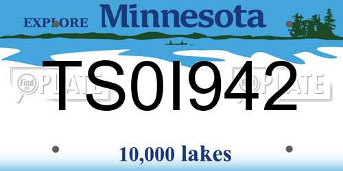 TS0I942 Minnesota License Plate