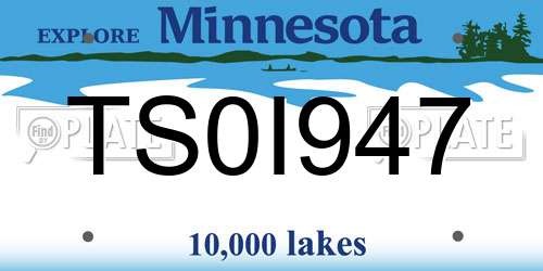 TS0I947 Minnesota License Plate