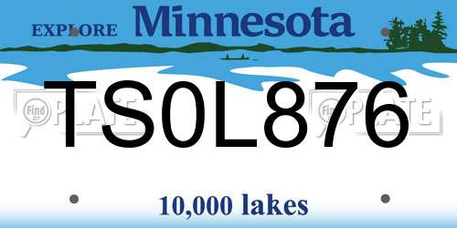 TS0L876 Minnesota License Plate