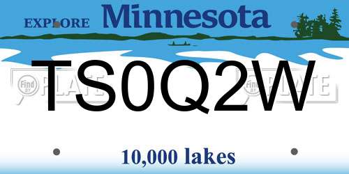 TS0Q2W Minnesota License Plate