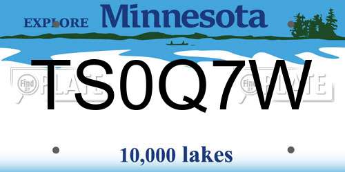TS0Q7W Minnesota License Plate