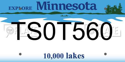 TS0T560 Minnesota License Plate