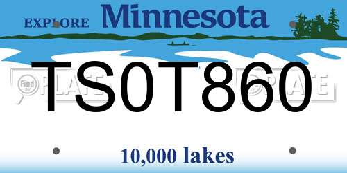 TS0T860 Minnesota License Plate