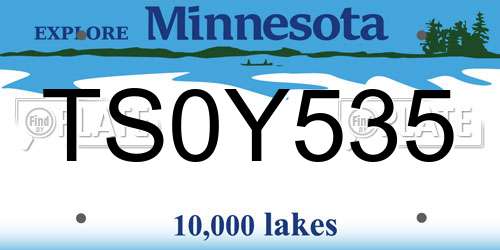 TS0Y535 Minnesota License Plate