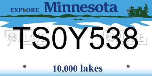 TS0Y538 Minnesota License Plate