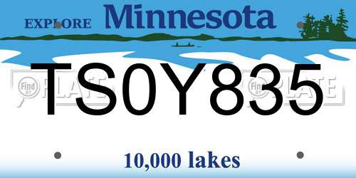TS0Y835 Minnesota License Plate