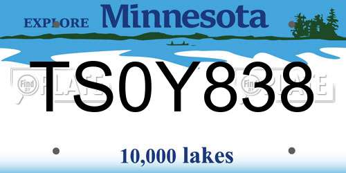 TS0Y838 Minnesota License Plate