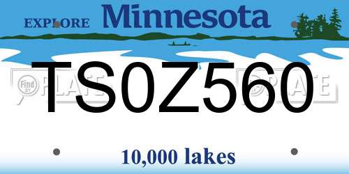 TS0Z560 Minnesota License Plate