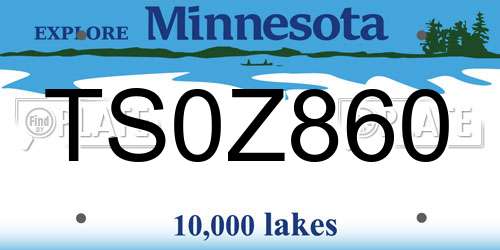 TS0Z860 Minnesota License Plate