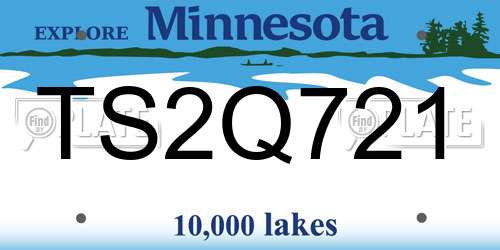 TS2Q721 Minnesota License Plate