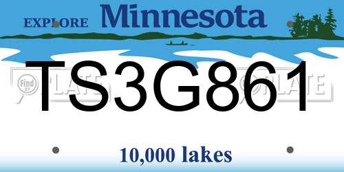 TS3G861 Minnesota License Plate