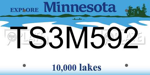 TS3M592 Minnesota License Plate
