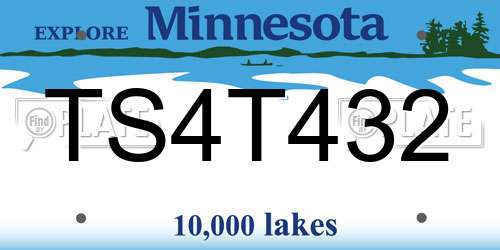 TS4T432 Minnesota License Plate