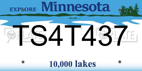 TS4T437 Minnesota License Plate