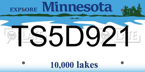 TS5D921 Minnesota License Plate