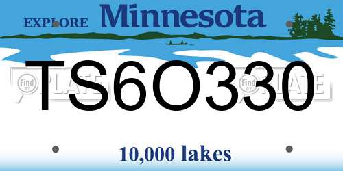 TS6O330 Minnesota License Plate