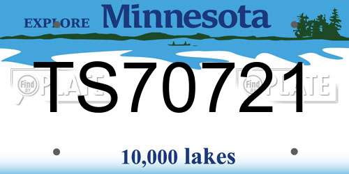 TS70721 Minnesota License Plate