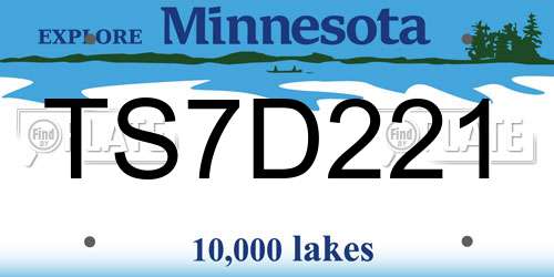TS7D221 Minnesota License Plate