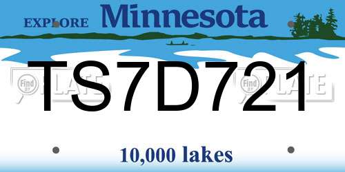 TS7D721 Minnesota License Plate