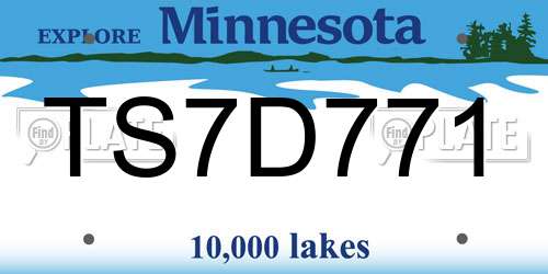 TS7D771 Minnesota License Plate