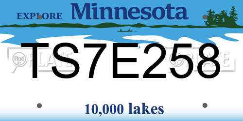 TS7E258 Minnesota License Plate