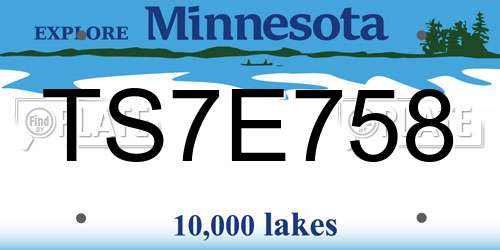 TS7E758 Minnesota License Plate