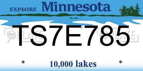 TS7E785 Minnesota License Plate