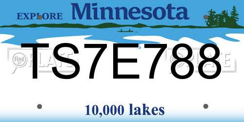 TS7E788 Minnesota License Plate
