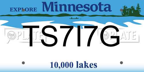 TS7I7G Minnesota License Plate