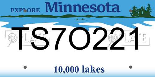TS7O221 Minnesota License Plate