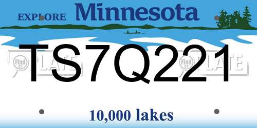 TS7Q221 Minnesota License Plate
